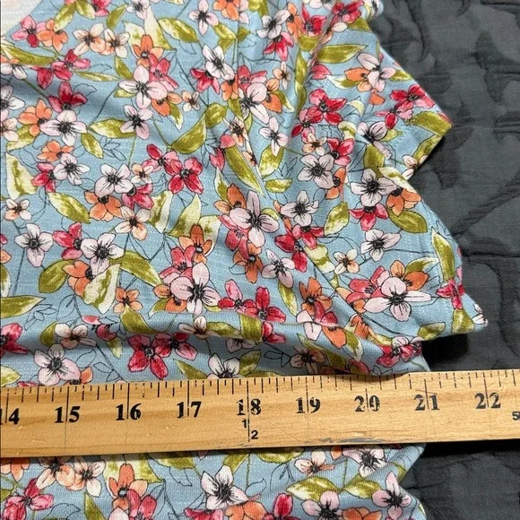 J Jill women’s size XL Blue Floral Jersey Short Sleeve Layered Dress pockets - Picture 9 of 11